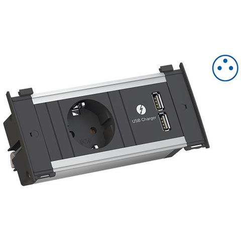 Kapsa Xs Prolunghe E Multiple 0,2 M 1 Presa (e) Ac Interno Nero, Argento - Foto 1