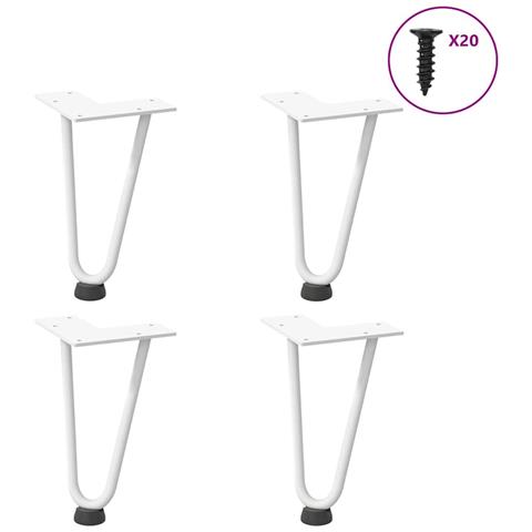 Gambe Per Tavolo A Forcina 4 Pz Bianco 20 Cm Acciaio Massiccio - Foto 1