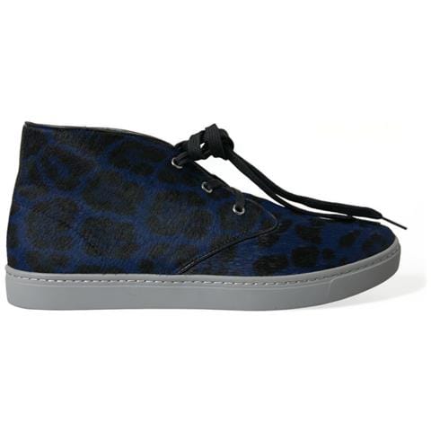 Scarpe Da Ginnastica Mid-top Leopardate Pelle Vitello Blu - Eu43/us10 - Foto 1