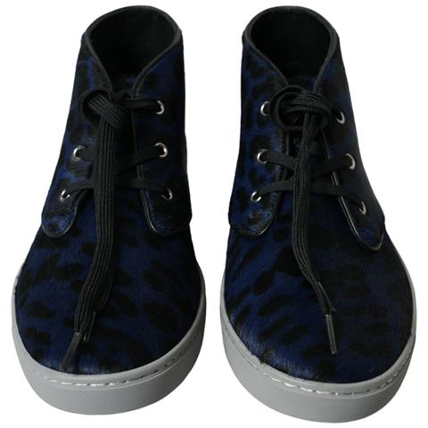 Scarpe Da Ginnastica Mid-top Leopardate Pelle Vitello Blu - Eu43/us10 - Foto 2
