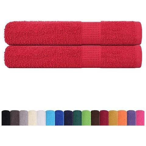 Asciugamani Per Sauna 2 Pz Rossi 80x200 Cm 360 G /m 100% Cotone - Foto 2