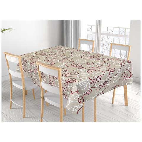 Tovaglia Miros Resinata Antimacchia Copritavolo Cucina Disegno Penelope 140x180 Bordeaux - Foto 1
