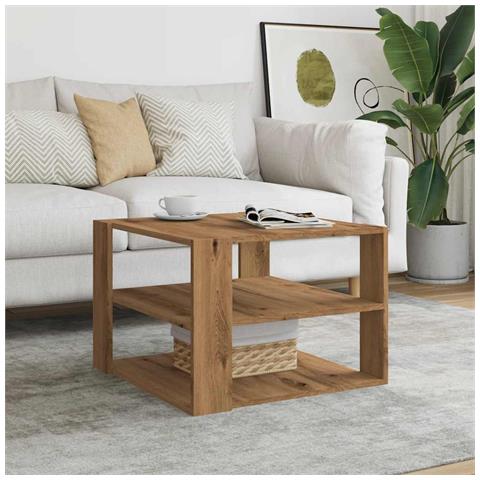 Tavolino Salotto Rovere Artigianale 58x58x40 Cm In Truciolato - Foto 3