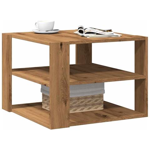 Tavolino Salotto Rovere Artigianale 58x58x40 Cm In Truciolato - Foto 1