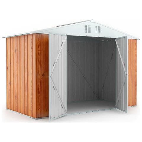 Box In Lamiera Casetta Attrezzi Giardino Acciaio Zincato 327x155cm X H2.15m - 114kg - 5.06mq - Legno - Foto 2