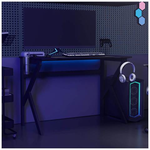 Lusso Casadino -  Scrivania Da Gaming Con Gambe A K Nera 110x60x75 Cm - Foto 2