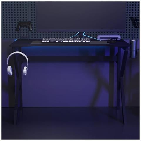 Lusso Casadino -  Scrivania Da Gaming Con Gambe A K Nera 110x60x75 Cm - Foto 8