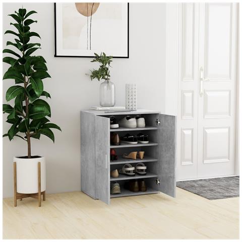 Lusso Casadino - Scarpiera Grigio Cemento 60x35x70 Cm In Truciolato - Foto 8