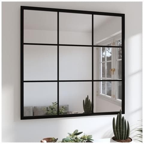 Specchio Da Parete Nero 60x60 Cm In Metallo - Foto 6