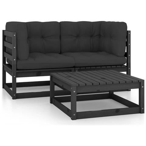 Lusso Casadino -  Set Divani Da Giardino 3 Pz Con Cuscini Legno Massello Di Pino - Foto 1