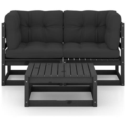 Lusso Casadino -  Set Divani Da Giardino 3 Pz Con Cuscini Legno Massello Di Pino - Foto 2