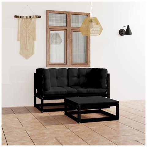 Lusso Casadino -  Set Divani Da Giardino 3 Pz Con Cuscini Legno Massello Di Pino - Foto 8