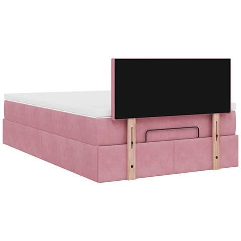 Struttura Letto Pouf con Materasso Rosa 120x200 cm Velluto - Foto 9