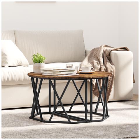 Tavolino da caffè in rovere affumicato 80x80x42 cm in legno ingegnerizzato - Foto 2