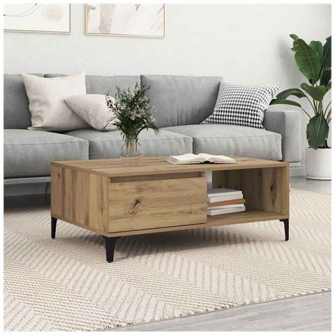 Tavolino da salotto rovere artigianale 90 x 60 x 35 cm - Foto 2