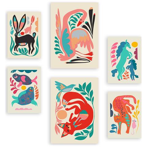 Set Di 6 Stampe Line Breed 1 In Animali Astratti Dipinti Decorativi Estetici Per Il Tuo Soggiorno, Camera Da Letto, Casa A3 & A4 Senza Cornice - Foto 1