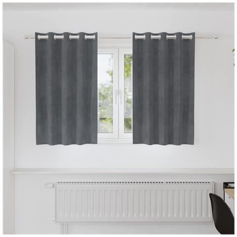 Tende con tende 2 pcs Grigio chiaro 140 x 140 cm Velluto - Foto 2