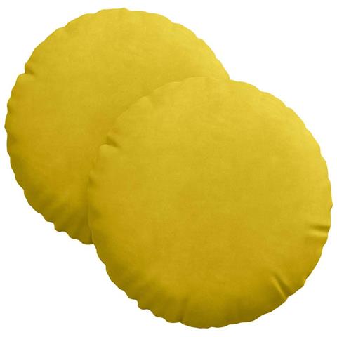 Cuscini per Seduta 2 pcs Giallo Ø 40 x 13 cm Velluto - Foto 1