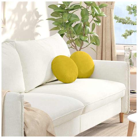 Cuscini per Seduta 2 pcs Giallo Ø 40 x 13 cm Velluto - Foto 2