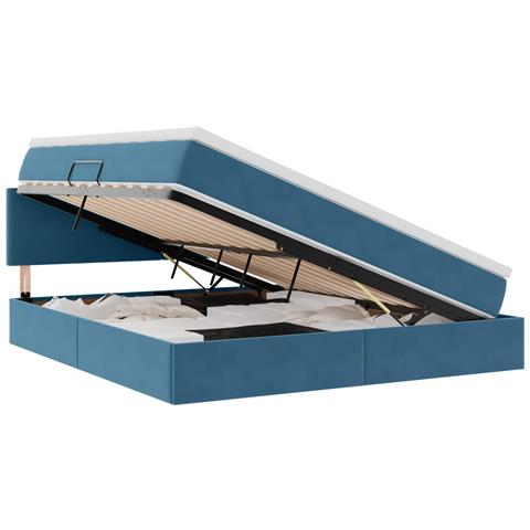 Letto con Contenitore Blu Scuro 160 x 200 cm Velluto - Foto 1