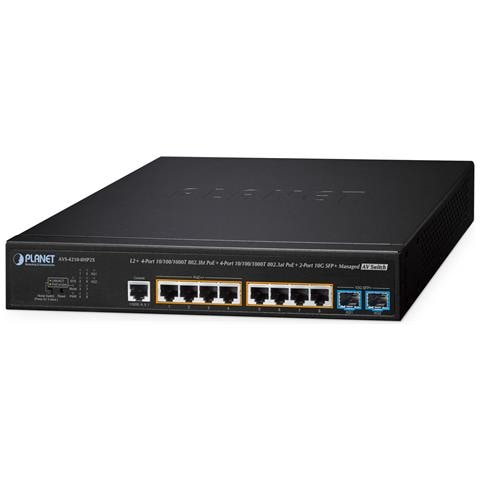 L2+ 4-Port 10/100/1000T 802.3bt PoE + 4-Port 10/100/1000T 802.3at PoE + 2-Port 10G SFP+ Managed AV Switch Gestito L2+ Supporto Power over Ethernet (PoE) - Foto 1