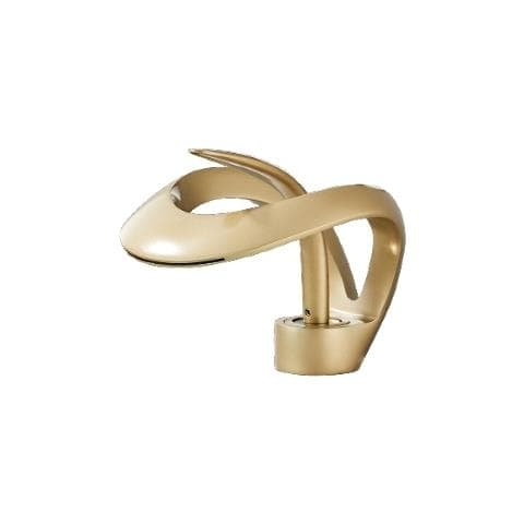 Rubinetto per lavabo da bagno, Blackswan, tipo M214, modello oro opaco con bocca a cascata, misura 15 cm - Foto 1
