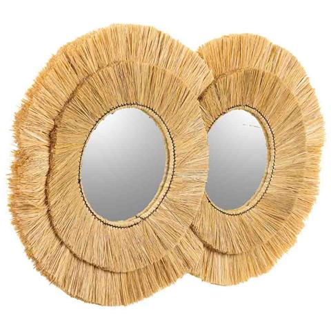 Specchio In Fibra Naturale Marrone 116x73x3h - Foto 1