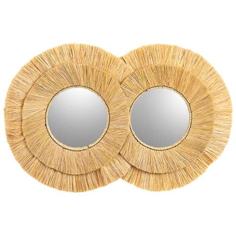 Specchio In Fibra Naturale Marrone 116x73x3h - Foto 2