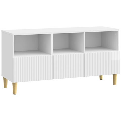 Mobile TV Bianco Lucido 102 x 34,5 x 50 cm Legno ingegnerizzato - Foto 1