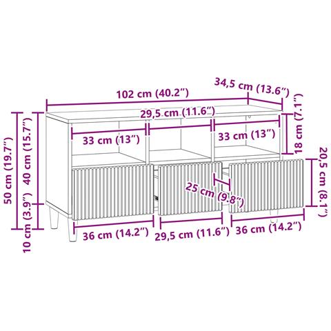Mobile TV Bianco Lucido 102 x 34,5 x 50 cm Legno ingegnerizzato - Foto 9
