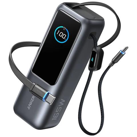 Laptop Power Bank 25000mAh Caricatore Portatile, con Tre Porte USB C da 165W per Ricarica Multi-Dispositivo, Cavi Integrati e Retrattili, per iPhone 17 Pro Max /Serie 16-12, MacBook,Samsung - Foto 2