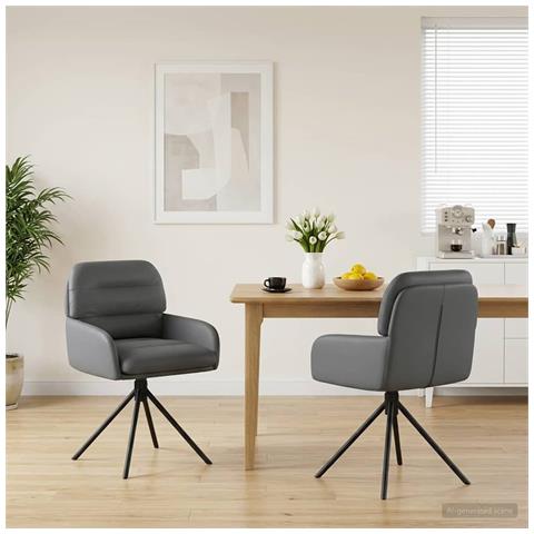 Sedie da pranzo girevoli 2 pcs Similpelle Grigio - Foto 2
