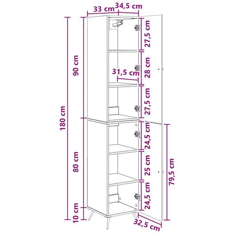 Set di armadi 2 pcs Legno antico Legno ingegnerizzato - Foto 8