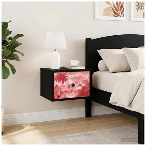Mobiletto da comodino a parete AACHEN 2 pz Rovere Nero - Foto 2