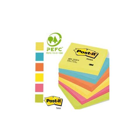 confezione da 6 pezzi - blocco 100foglietti post-it® 76x76mm 654-tfen energy 72gr assortito - Foto 1
