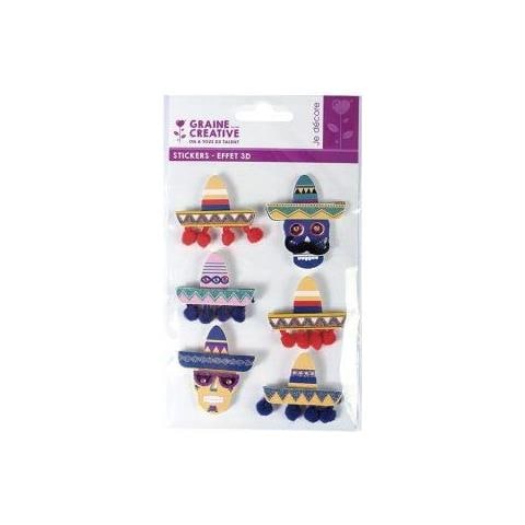 6 Adesivi 3d - Cappelli Messicani Sombrero 5,5 Cm - Foto 1