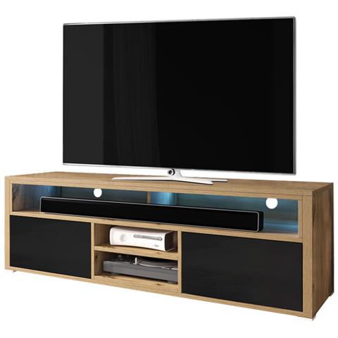 Mobile Porta TV Sarasota 120, Nero Lucido, Quercia Di Wotan, Il Numero Di Porte 2 00 140x30x33cm 88648880