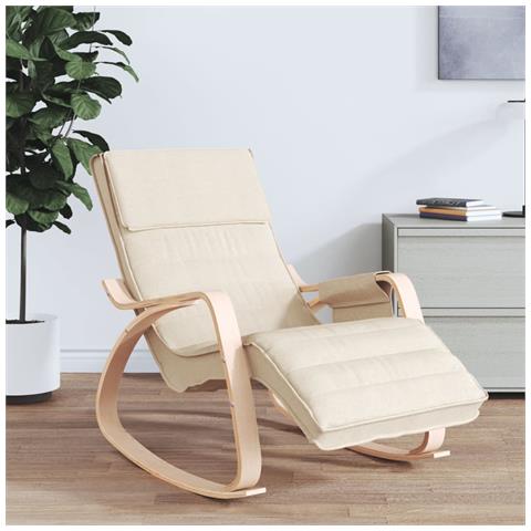 Sedia A Dondolo Crema In Tessuto - Foto 11