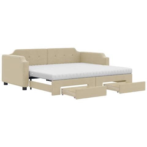 Divano Letto Estraibile Cassetti Grigio Chiaro 100x200 Tessuto CFW801970