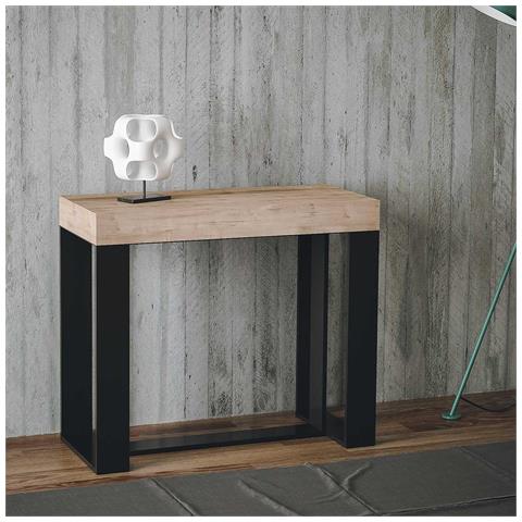 Consolle Allungabile 90x40/300 Cm Futura Telaio Antracite - Quercia Natura - Foto 2