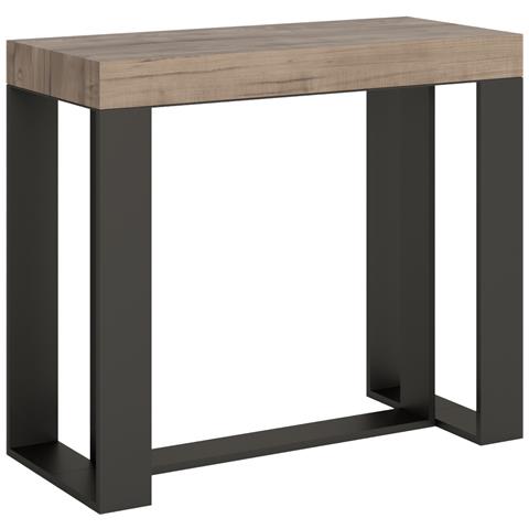 Consolle Allungabile 90x40/300 Cm Futura Telaio Antracite - Quercia Natura - Foto 6