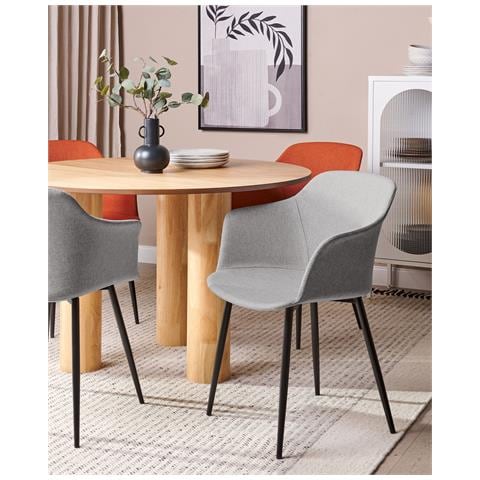 Set Di 2 Sedie Da Pranzo Tessuto Grigio Chiaro Elim - Foto 1