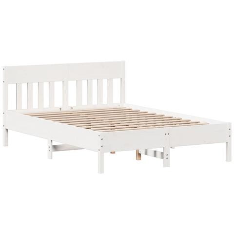 Giroletto Con Testiera Bianco 120x190 Cm Legno Massello Di Pino - Foto 2