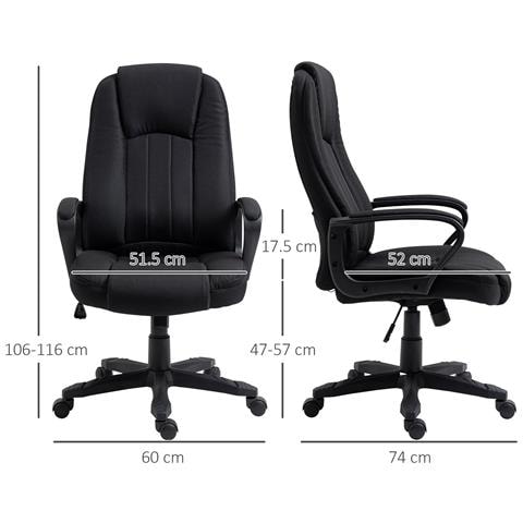 Poltrona Da Ufficio Massaggiante Ad Altezza Regolabile, 60x74x106-116cm, Nera - Foto 6