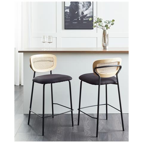 Set Di 2 Sedie Alte Mayetta Rattan Nero - Foto 1