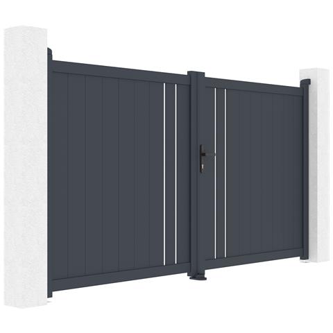 Cancello Battente 3m Giona Alt. 160cm Alluminio Grigio + Cancello 1m Cimone Alt. 160cm - Foto 2