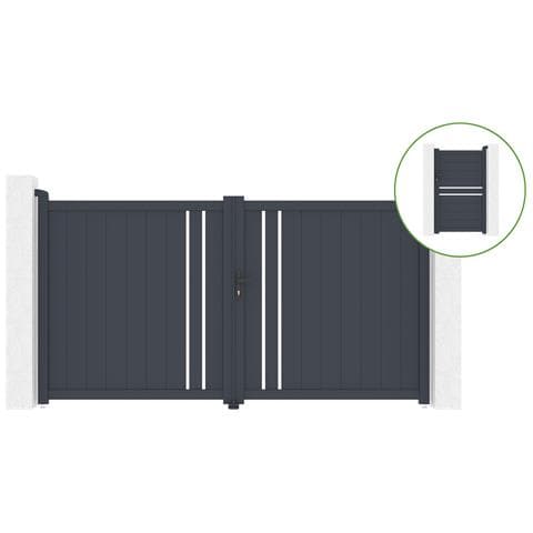 Cancello Battente 3m Giona Alt. 160cm Alluminio Grigio + Cancello 1m Cimone Alt. 160cm - Foto 1