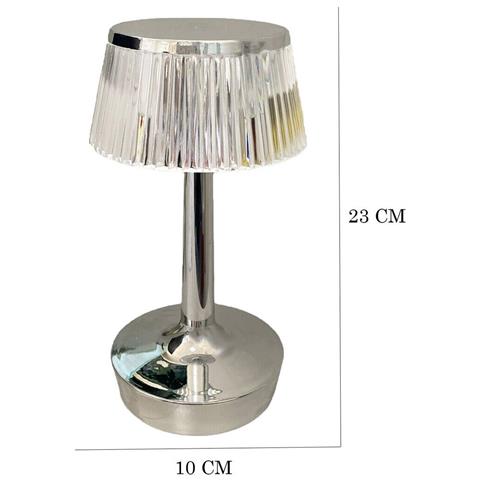 Lampada Da Tavolo Led Ricaricabile Touch Interno Effetto Cristallo Argento - Foto 2