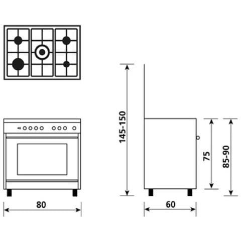 Cucina Gas SA865VI 5 Fuochi a Gas Forno Gas Classe A Dimensioni 70 x 60 cm Colore Acciaio Inox Serie Specialista - Foto 4