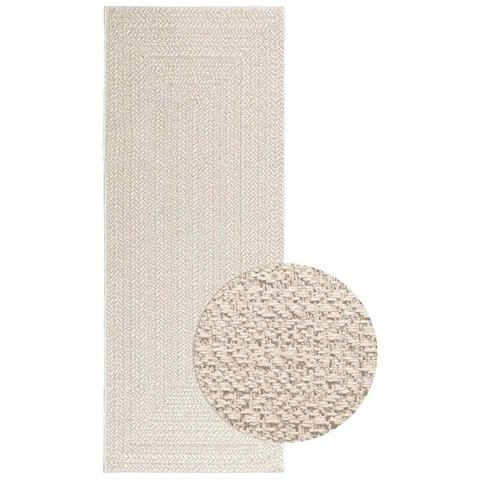 Tappeto Zizur Crema 80x200 Cm Aspetto Iuta Interni Ed Esterni - Foto 1